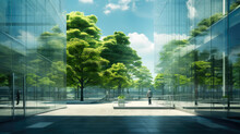Urban Oasis: Trees By The Glass Office