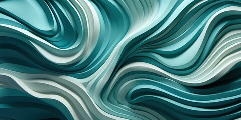 A hypnotic interweaving of mint green and seafoam blue abstract shape