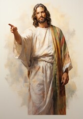 Wall Mural - Portrait of Jesus Christ. Concept of Christianity and belief in God