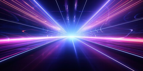 Wall Mural - Neon lights speed tunnel background