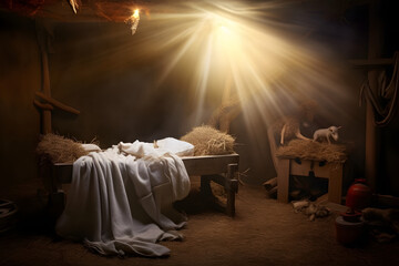 Light rays on Christmas crib