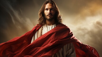 Wall Mural - Portrait of Jesus Christ. Concept of Christianity and belief in God