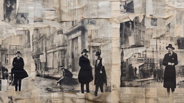 Illustration of old newspaper background paper texture.