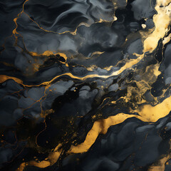 Poster - Black and Gold Marbled Texture Design