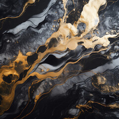 Poster - Black and Gold Marbled Texture Design
