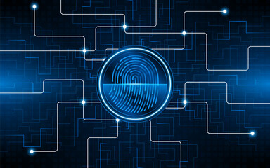 Leinwandbilder - Abstract technology circuit board background. Fingerprint scanning cybersecurity concept. modern technology innovation concept background	