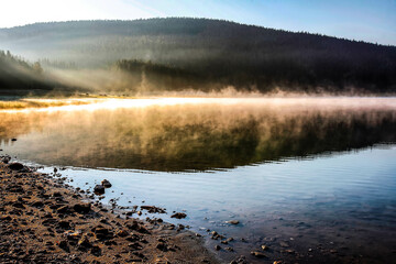 Wall Mural - Beautifully morning on a mountain lake. HDR Image (High Dynamic Range).