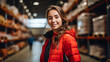 © BlazingDesigns - Portrait of happy young woman warehouse worker wearing safety jacket looking at camera.