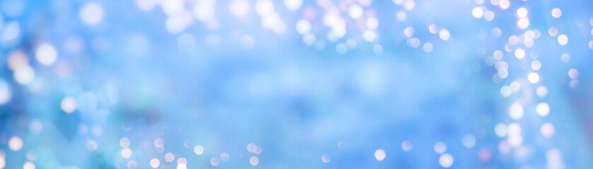 festive abstract christmas bokeh light background - blue bokeh lights - winter, new year, banner, he