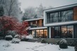 Winter Wonderland: Modern Home Amidst Snowy Serenity