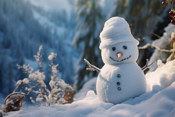 Snowman in winter and Christmas festival.	
