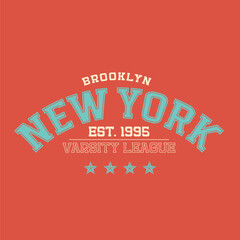 Poster - New York varsity league - duotone vintage typography college slogan text print for graphic tee t shirt or sweatshirt. Flat Vector illustration