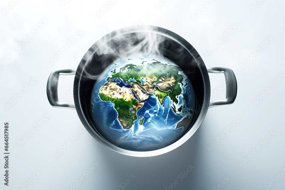 Concept of global warming and climate change. An earth globe in a ...