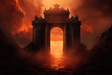 Wall Mural - the gates of hell - generative ai