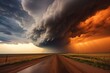 Dramatic weather phenomenon with turbulent clouds. Generative AI