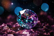 Alexandrite stone Sparkling clear in night sky background