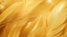 Yellow Feather Background. Abstract Texture For Holiday Background