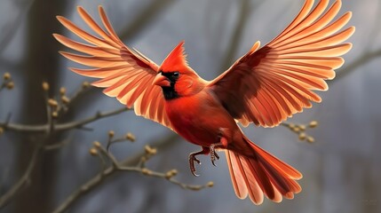 Northern Cardinal coming in for a landing.