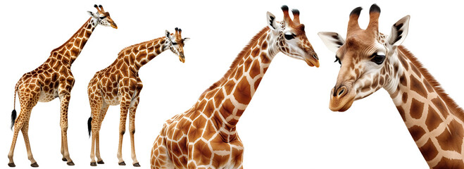 Wall Mural - Set of giraffes cut out