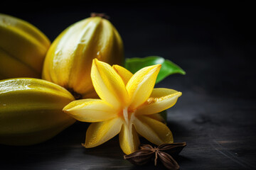 Wall Mural - Fresh star fruit or Carambola on the table close up
