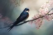 description: swallow, spring, spring, spring equinox, spring wind, spring, spring, animals, birds, illustrations. Generative AI