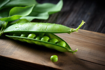 Wall Mural - Fresh peas on a table close up
