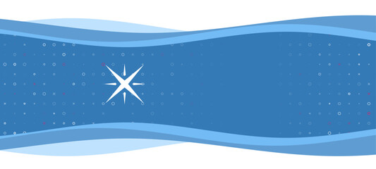 Poster - Blue wavy banner with a white star symbol on the left. On the background there are small white shapes, some are highlighted in red. There is an empty space for text on the right side