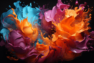 Poster - A vibrant and energetic abstract painting with bold brushstrokes and splatters of various colors 