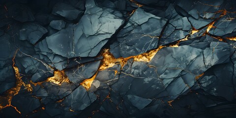 Wall Mural - cracked black stone surface texture background