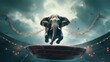 © Sandris_ua - Playful Elephant on a Trampoline: 3D Illustration in Graphic Artwork