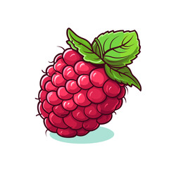 Wall Mural - Isoled fruit vector raspberry in white background