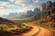 Stunning South African landscape with breathtaking mountains and arid terrain. Generative AI