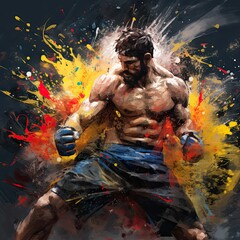 Sport, MMA UFC fighter splash design modern original