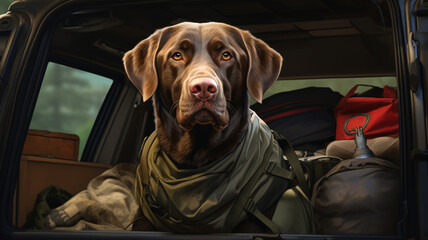 Canvas Print - dog in the car