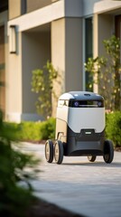 Aufkleber - Robotic delivery invades daily life, AI's fast, futuristic postal face