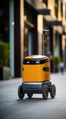 Aufkleber - AI's delivery robot at doorsteps, heralding a high-speed service era