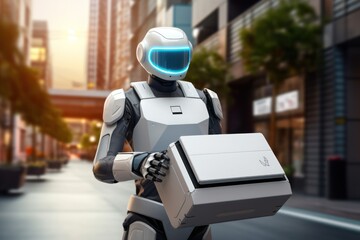Aufkleber - AI-powered robot, a swift home delivery pioneer, redefines postal norms