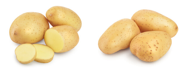 Wall Mural - Young potato isolated on white background. Harvest new