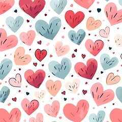 Wall Mural - Heart seamless pattern background. Happy Valentine's Day.
