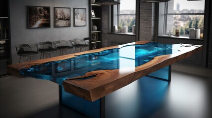 Wall Mural - large modern, cool epoxy resin table