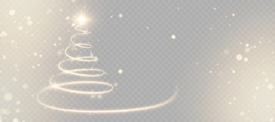 Wall Mural - Glittery vector illustration of a Christmas tree with bokeh highlights and sparkles