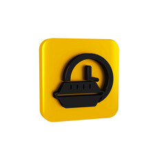 Canvas Print - Black Round the clock delivery icon isolated on transparent background. Yellow square button.