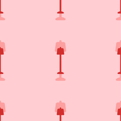 Poster - Seamless pattern of large isolated red floor lamp symbols. The elements are evenly spaced. Vector illustration on light red background
