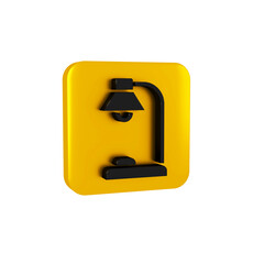 Poster - Black Table lamp icon isolated on transparent background. Yellow square button.