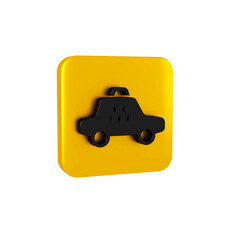 Sticker - Black Taxi car icon isolated on transparent background. Yellow square button.