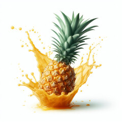 Wall Mural - pineapple juice splash isolated on white background. ai generative