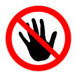 Verbotszeichen mit Hand, 2D-Illustration