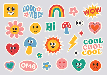 set of retro stickers. vector illustration