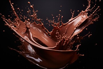 Poster - Velvety Cocoa chocolate splash. Wave drink cream. Generate Ai