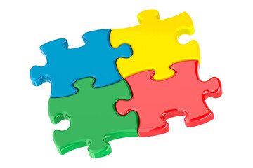 Autism colour puzzles. 3D rendering isolated on transparent background